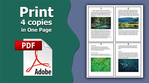 how to print 4 copies on one page pdf